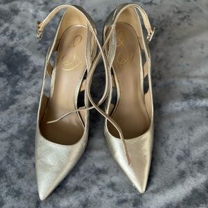 Sam Edelman Adelisa Gold Leaf Pointed Toe Heels